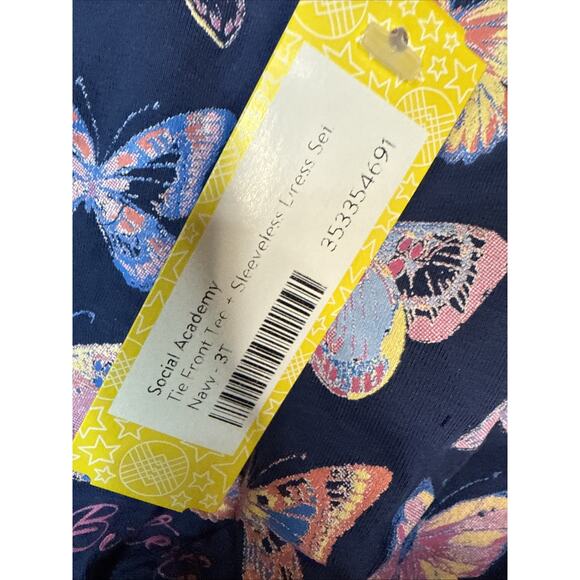 Social Academy Tie Front Tee And Sleeveless Dress, Navy, 3T - Picture 3 of 5